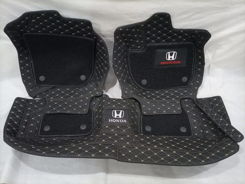 Black colour 9d luxury floor Mats for honda