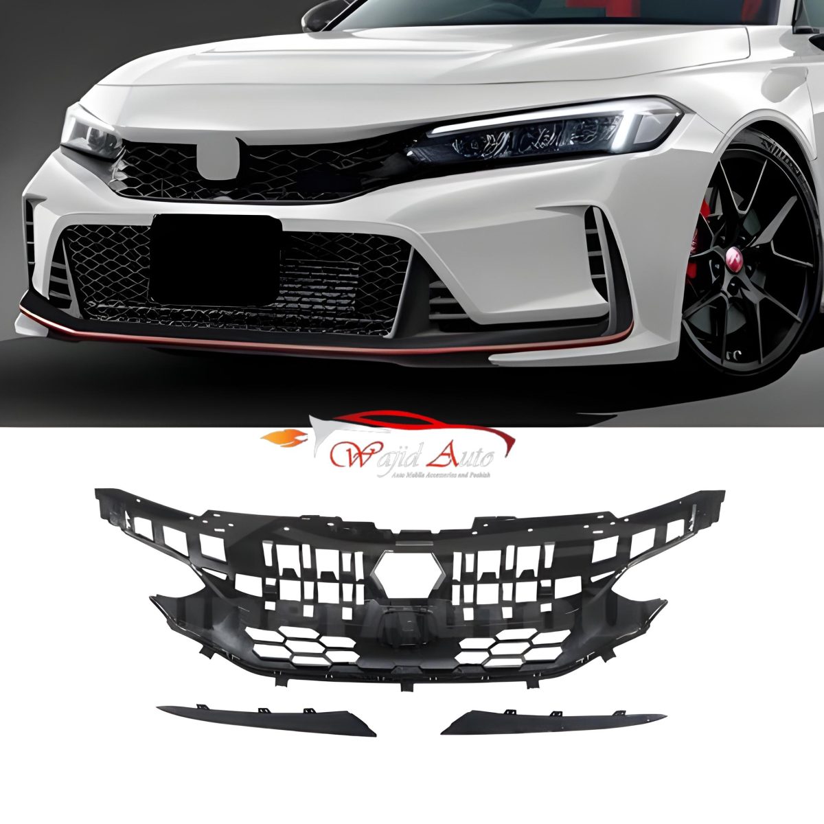 car front grill piano black for honda civic 2022-2024 or 11th generation