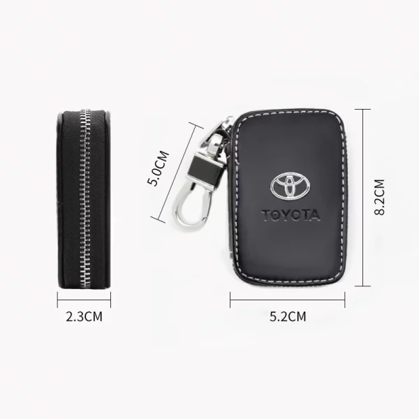 Toyota Leather zipper pouch white stitch