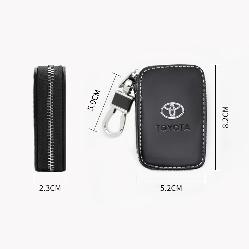 Toyota Leather zipper pouch white stitch