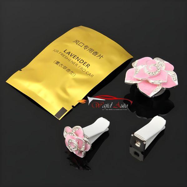 car ac vent perfume in flower design pink colour