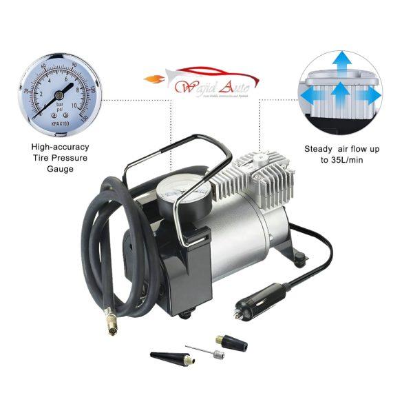Air compressor single cylinder in silver and black colour