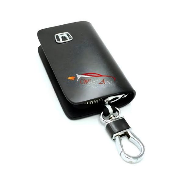 Honda leather zipper pouch glossy black