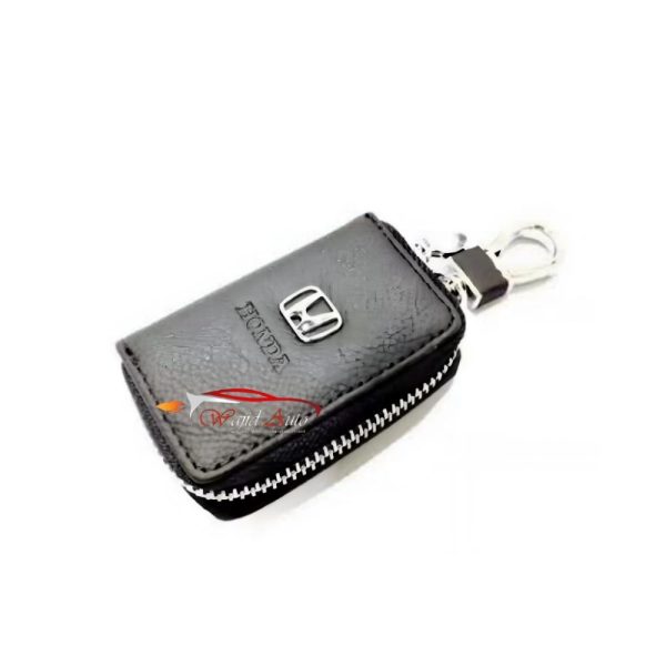 Honda leather zipper pouch medium size