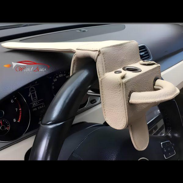 Leather steering wheel lock in skin colour