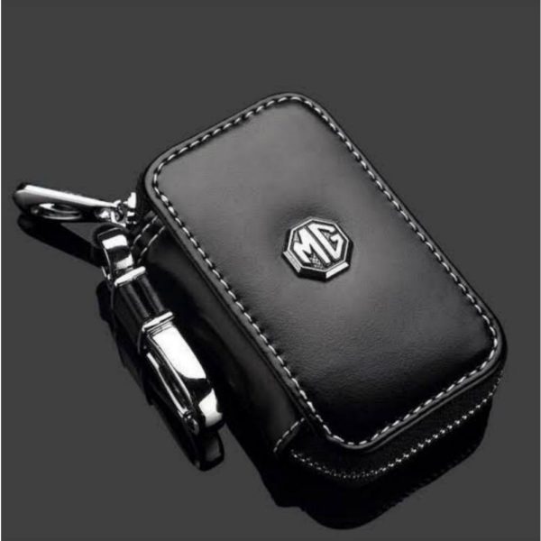 Mg medium zipper key leather pouch black