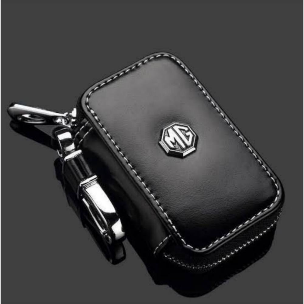 Mg medium zipper key leather pouch black