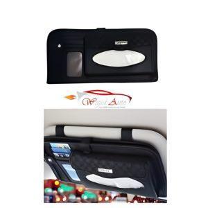 tissue box sun-visor leather in black colour