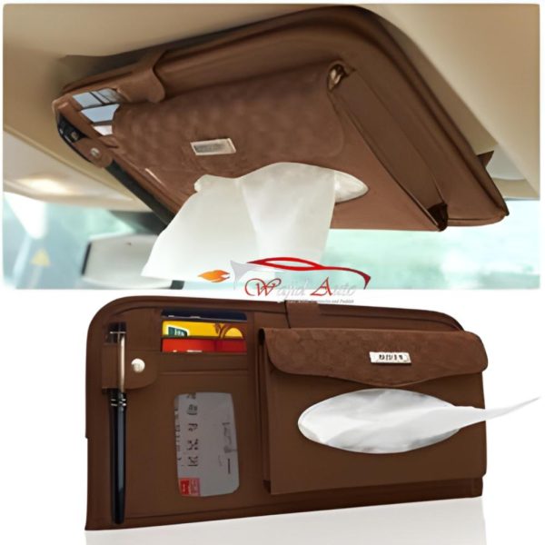 Multi use tisue box light brown colour sun visor fitting