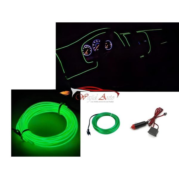 Car dashboard light neon wire glowing wire green