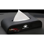 Pu leather tissue box great wall logo in black colour