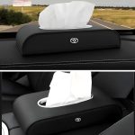 Pu leather tissue box toyota logo in black colour