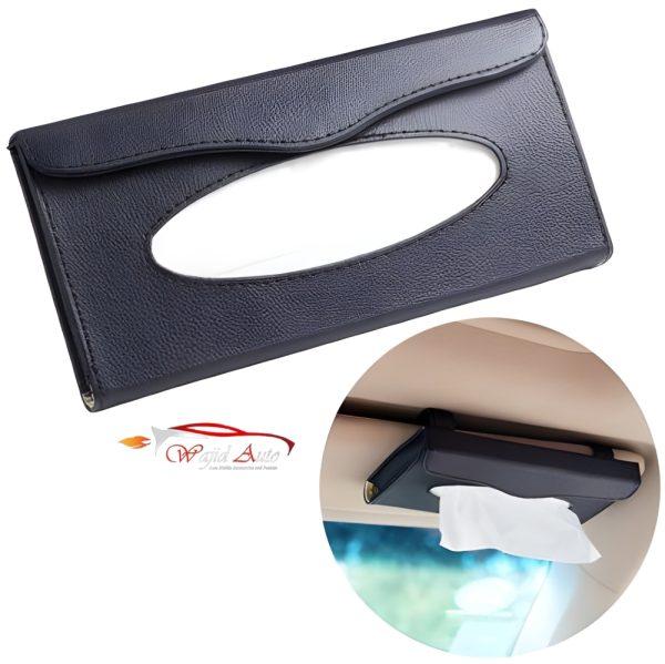Sun visor tissue box holder in black colour