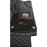 Black colour toyota 9d luxury mats with grass mat.