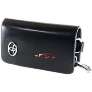 Toyota leather zipper pouch glossy black