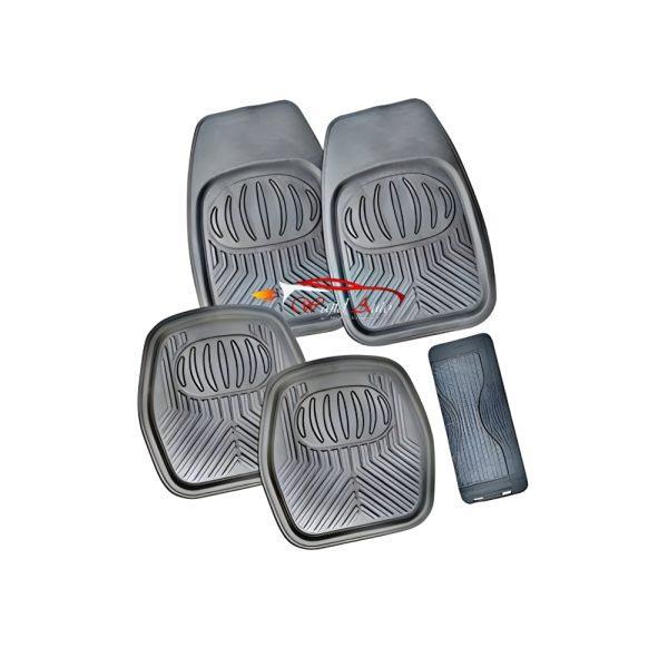 Universal 5pc rubber floor mats in grey colour