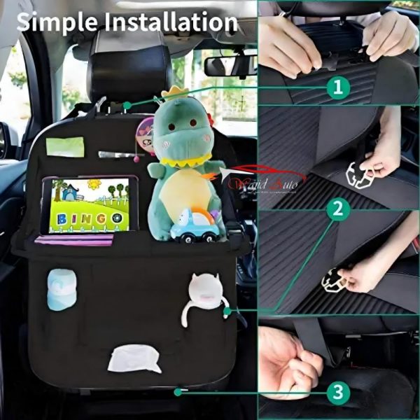 black colour pu leather car back seat organizer