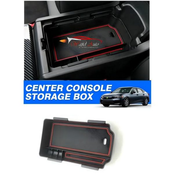 black colour armrest storage box with non slip matt for honda civic 2022