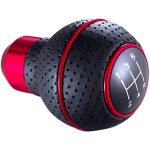 Gear knob metal and leather red