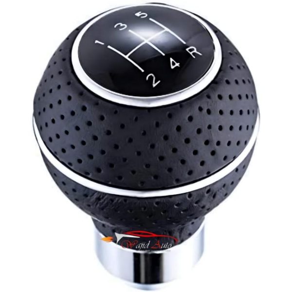 Metal and leather gear knob