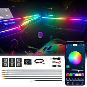 Car interior rgb ambient lights dynamic version in multi colours 10pc set