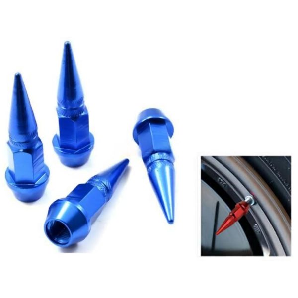 Car tyre tire air valve cap bullet style blue