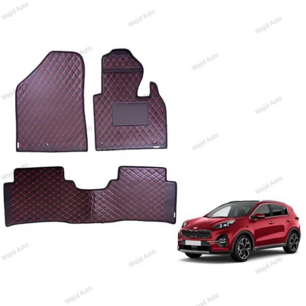 Floor matt 7d black with red stitch for kia sportage