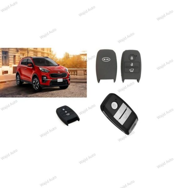 Black soft silicone key cover for kia sportage key protection.