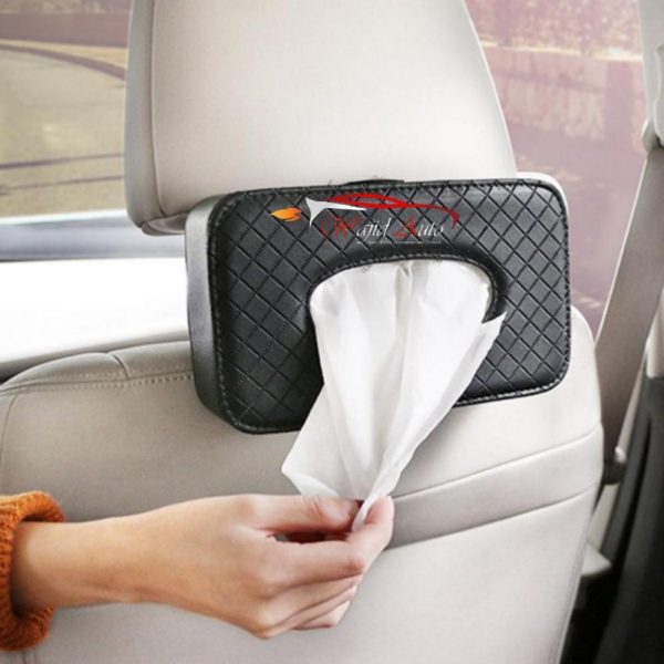 Pu leather black hanging tissue box diamond style for back seats