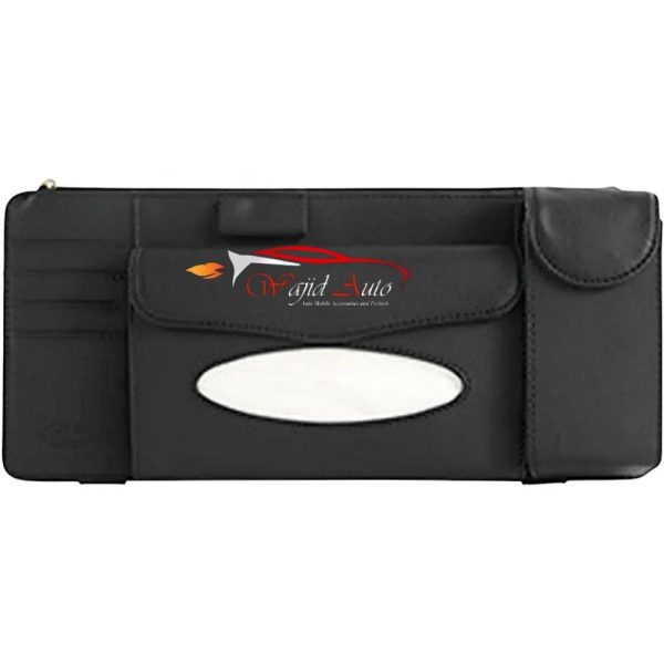 Black leather right tissue box