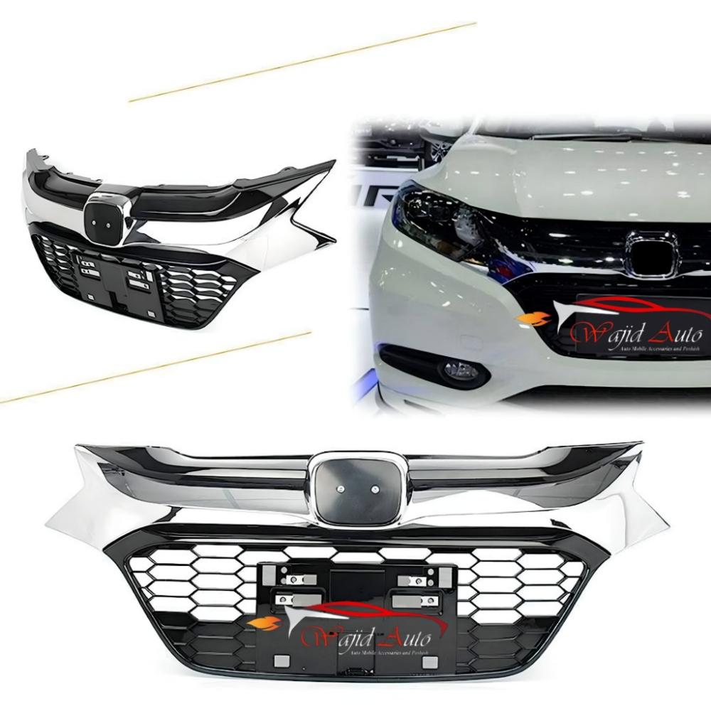 Front grill in piano black and chrome for honda vezel