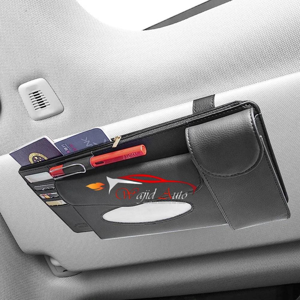 Multifunction car tissue box black colour in sun visor fitting 