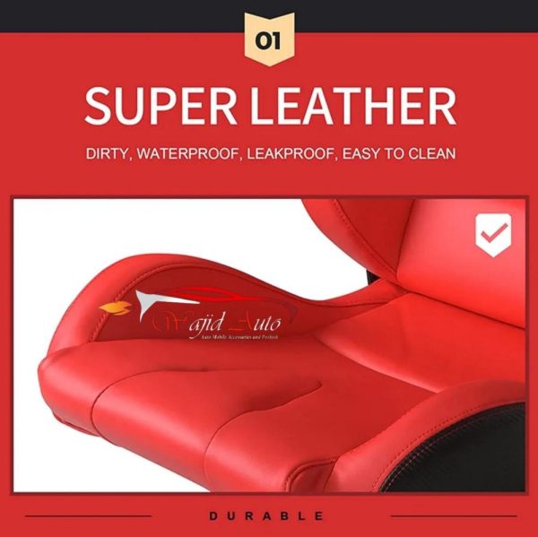 Sports bucket seat in pvc leather red colour