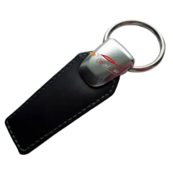 Leather keychain elegant black
