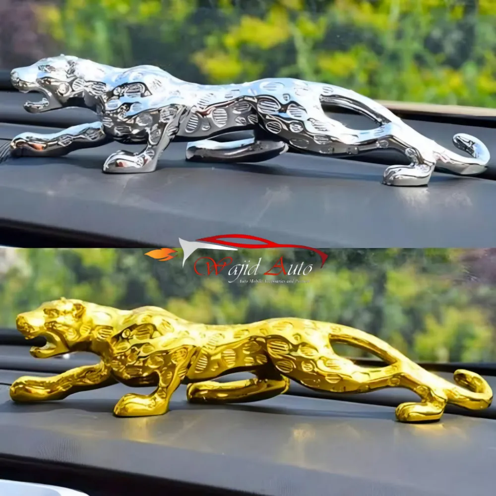 Dashboard decoration leopard golden and silver