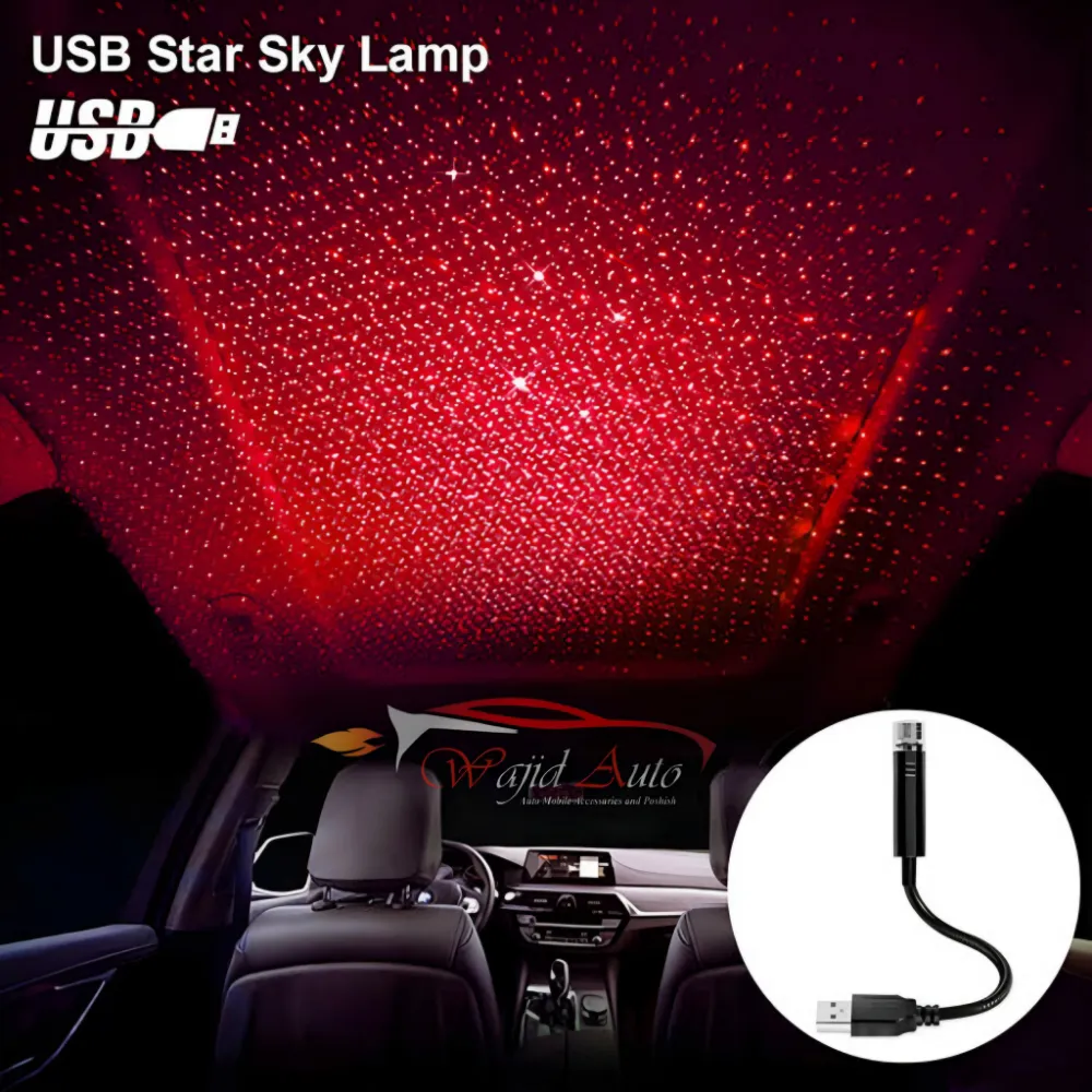 Usb star light red colour car interior