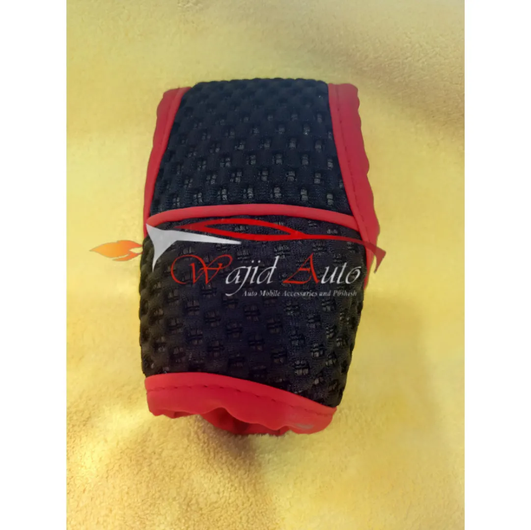 Automatic gear knob cover red black fabric