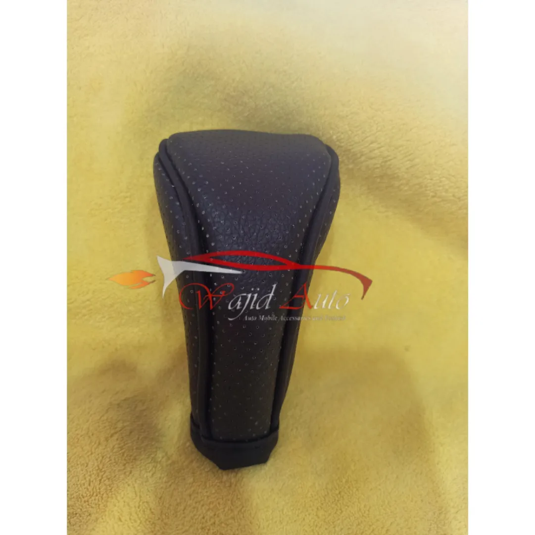 Manual car gear knob cover black leather