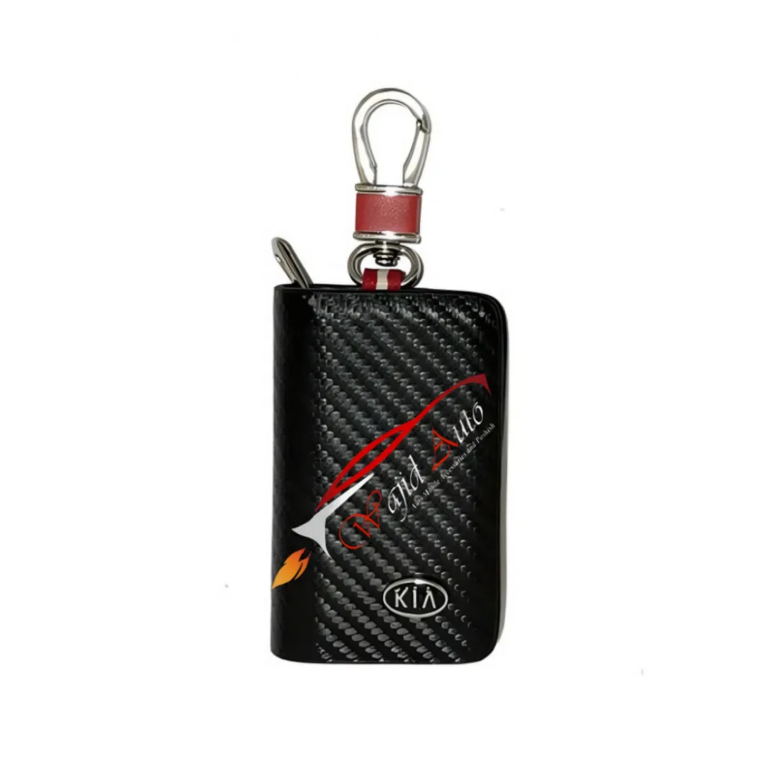 Kia leather zipper pouch carbon