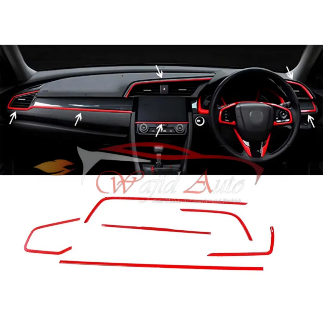 Honda Civic X dashboard trim kit red 6pc