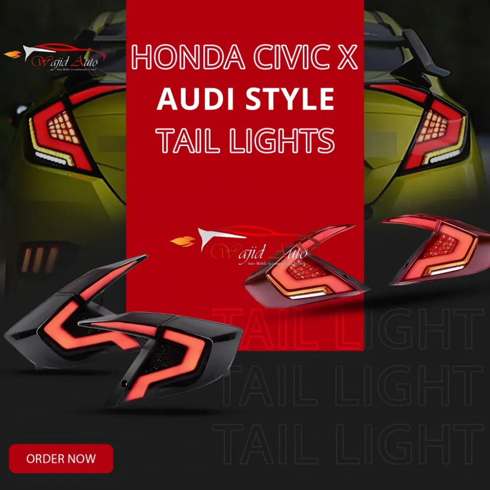 Audi style tail lights for honda civic x 2016,2017,2018,2019,2020