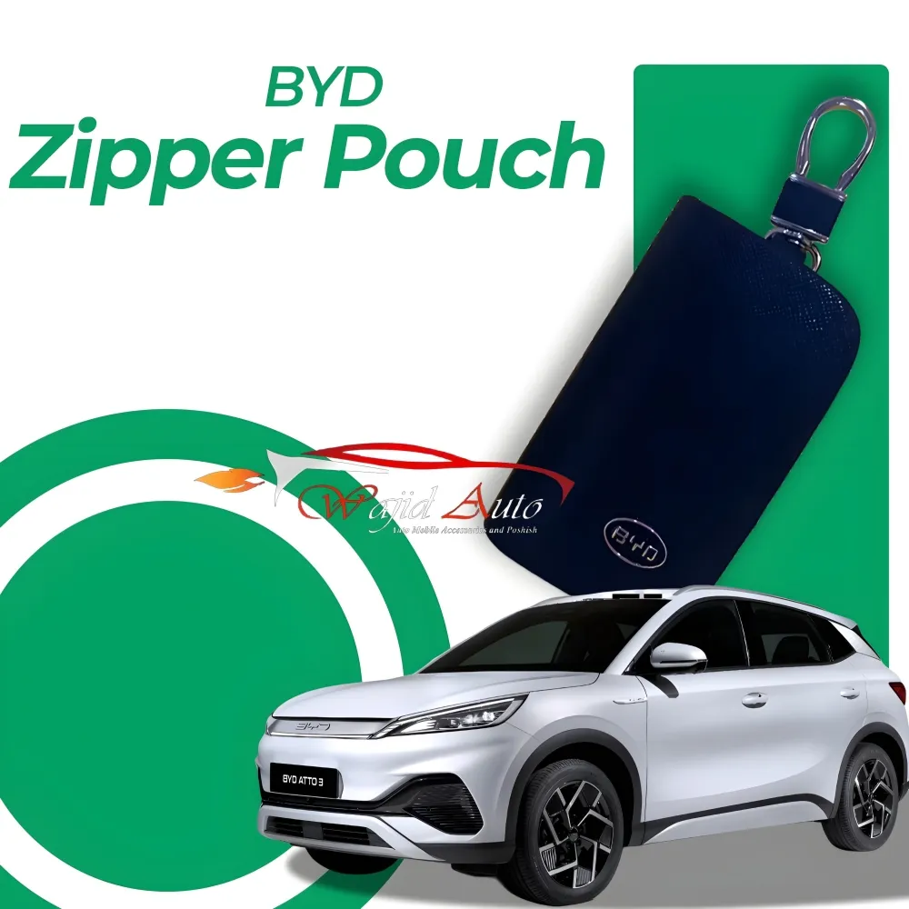 Byd leather zipper remote pouch