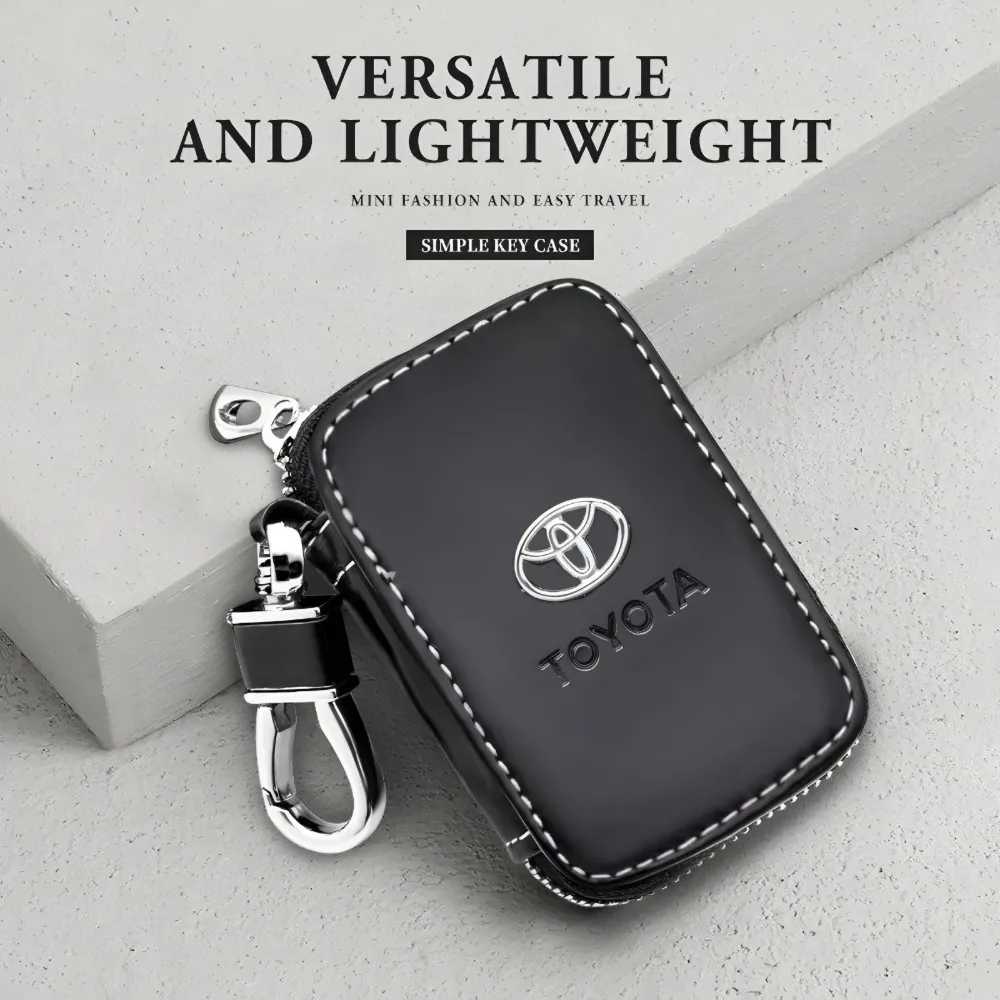 Leather Car Key Case Keychain Keyring Key Tag For Toyota Corolla Yaris Chr Hilux Aygo Auris Rav4 Avensis T25 2022 Accessories
