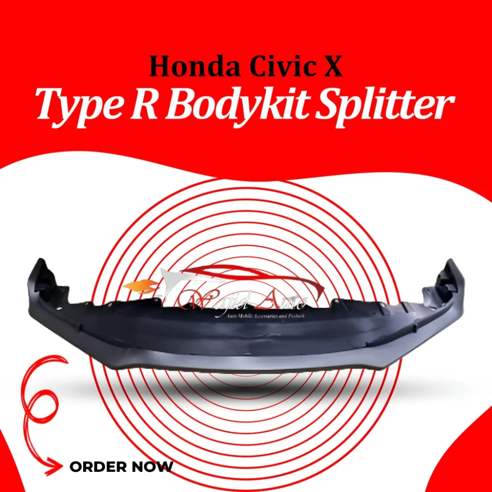 Type R Bodykit Splitter Honda Civic X 2016,2017,2018,2019,2020,2021,2022