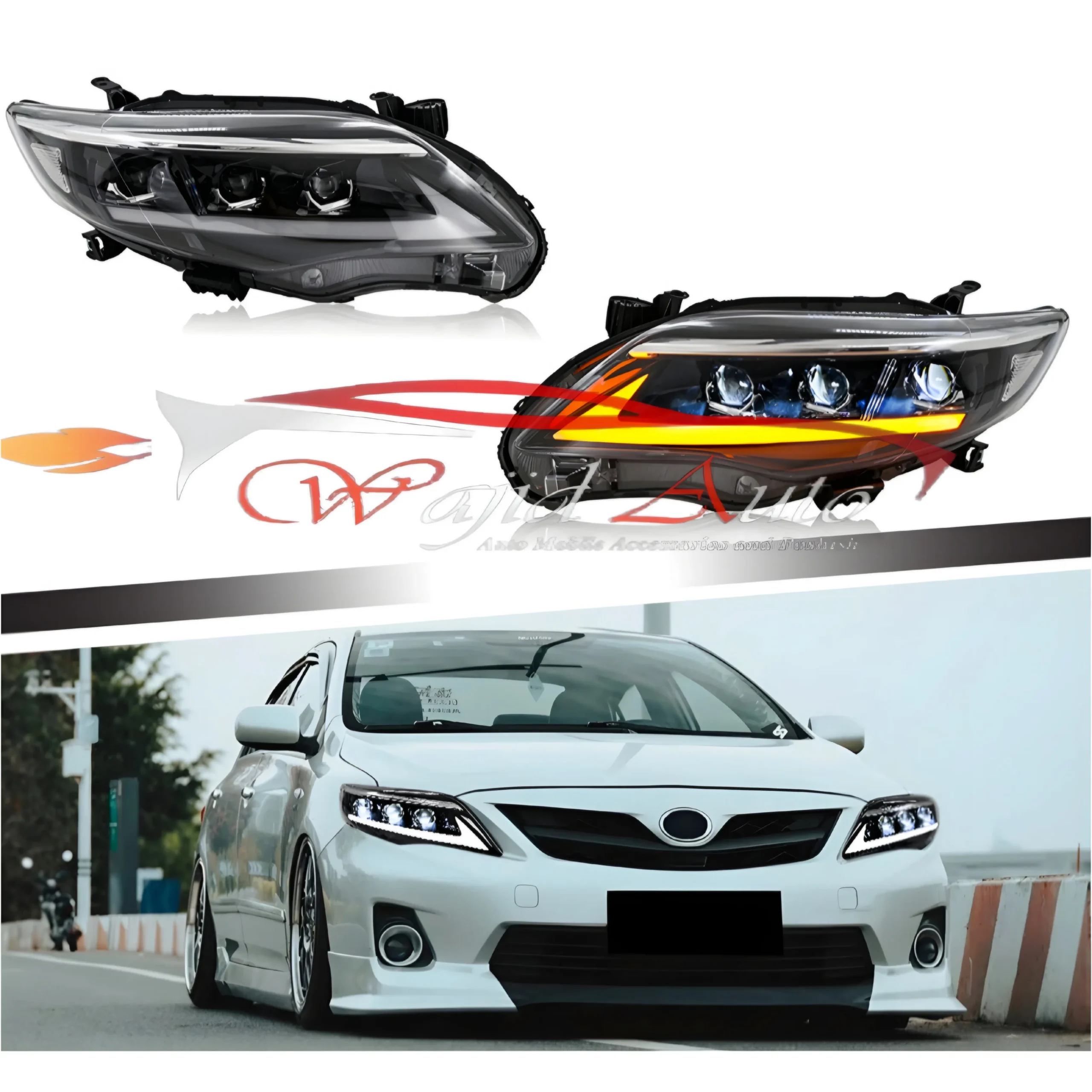 Toyota corolla 2012-2014 headlights v2 3 projector